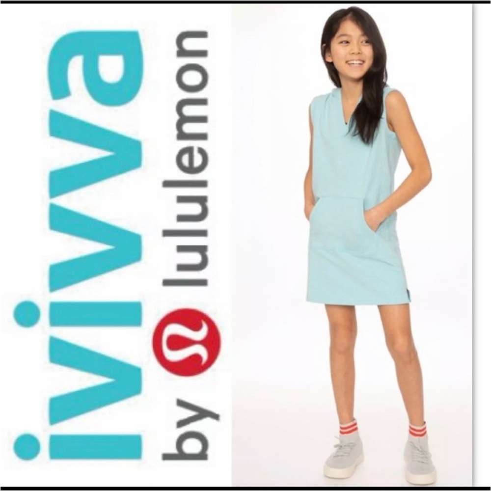 Lululemon Ivivva Girl’s 12 All day All play Dress Hooded Swimsuit Cover Blue